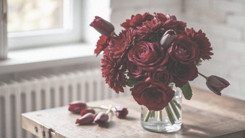 Co symbolizują czerwone i bordowe kwiaty?