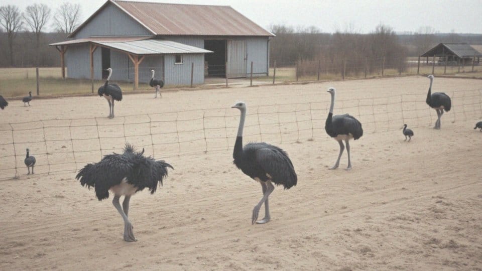 Jakie warunki mają wpływ na minimalną powierzchnię potrzebną dla strusi?